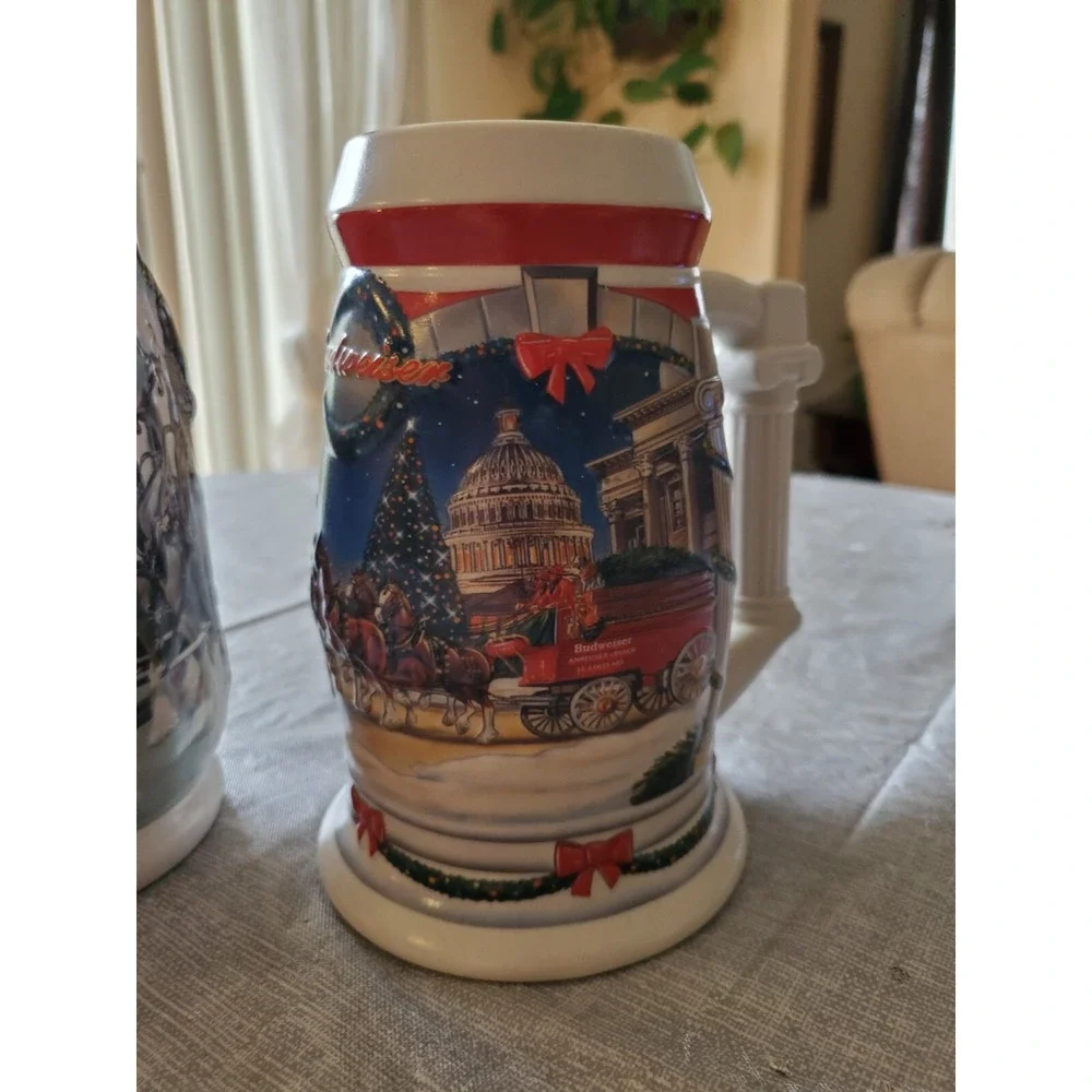 2001 & 2008 Anheuser Busch Budweiser Holiday Steins lot of 2 Washington DC Excel